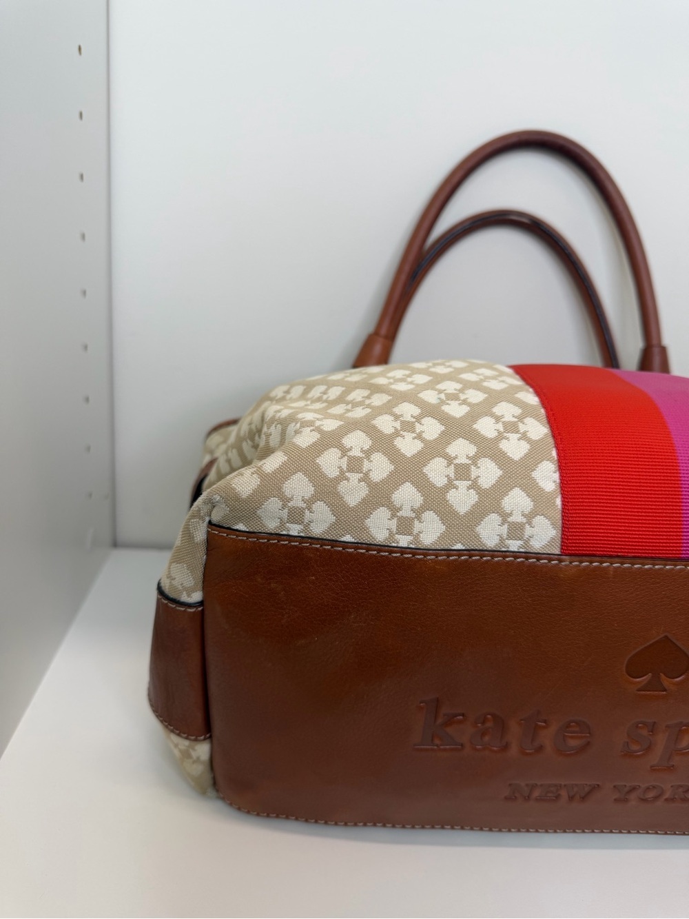 Kate Spade Stucco Stevie Canvas Shoulder Bag Logo preppy designer - Picture 8 of 14